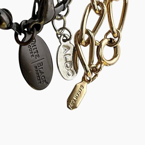 Necklaces Lot 5 Wearable Some Signed Gold And Silver Tone Chains Assorted Styles - Picture 5 of 7